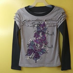 ROUTE 66 Girls Gray Long Sleeves Shirt Size M